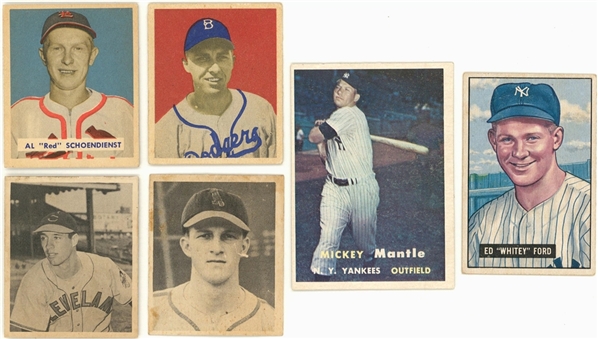 1948-1957 Topps and Bowman Hall of Famers Collection (6 Different) Including Mantle